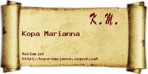 Kopa Marianna névjegykártya